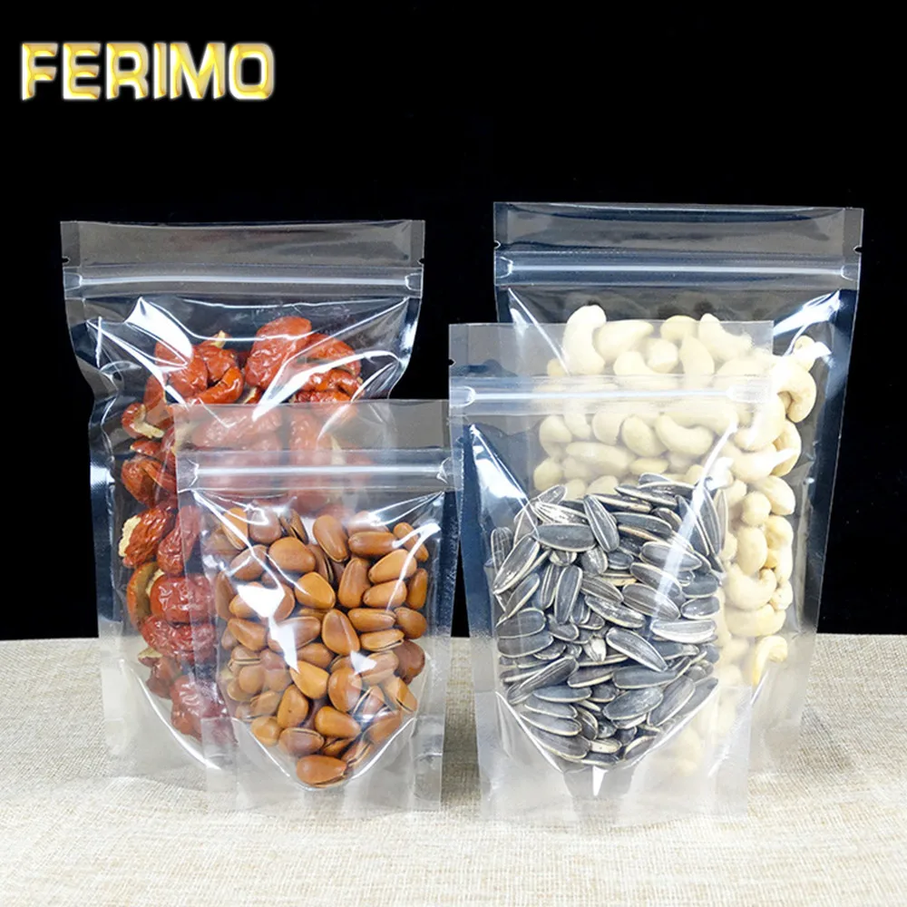 1000 шт./лот оптовая продажа прозрачный стоячий с замком-молнией пакет для упаковки