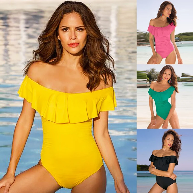 Последний женский купальник 2020 сексуальный цельный с открытыми плечами