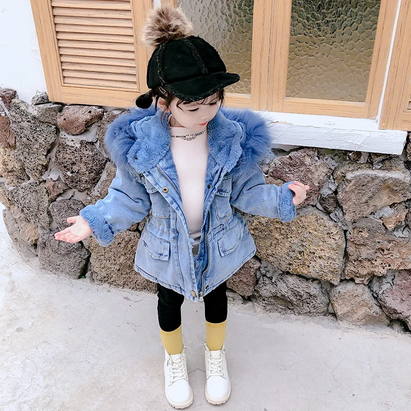 

Children's Jacket Girls Boys Coat Infants Padded Jacket For Kids Cotton Clothes Plus Velvet Thickening Large Fur Collar