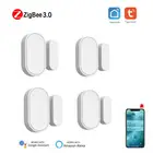 Датчик двери Tuya Smart ZigBee, датчик открытиязакрытия дверей, сигнализация, Совместимость с приложением Alexa Google Home TuyaSmart Life