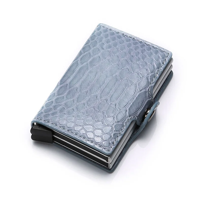 light blue Rfid Блокировка id кредитный держатель для карт кошелек мужской Умный кошелек Алюминиевый металлический минималистичный кошелек Бизнес-держатель кредитной карты Carteira - Цвет: light blue