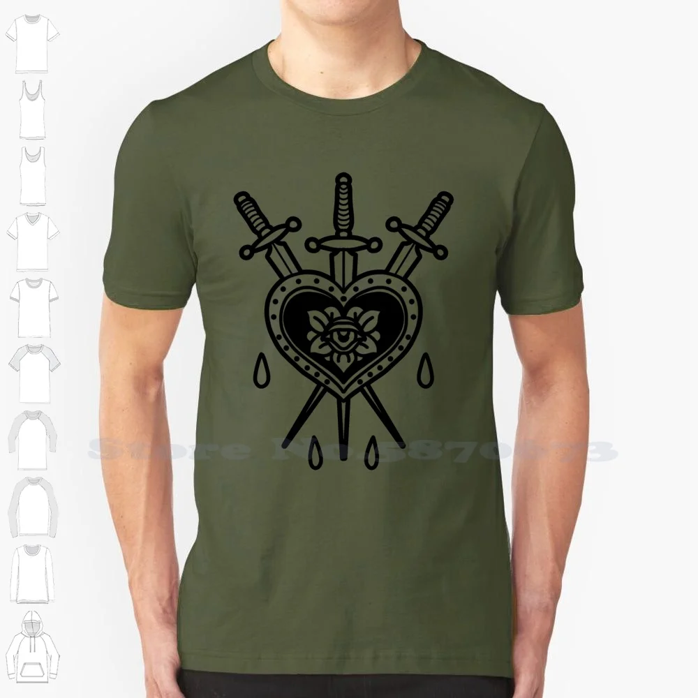 

Love Is Pain Black White Tshirt For Men Women Love Heart Dagger Pain Eye Rose Blood Three Hipster Grunge