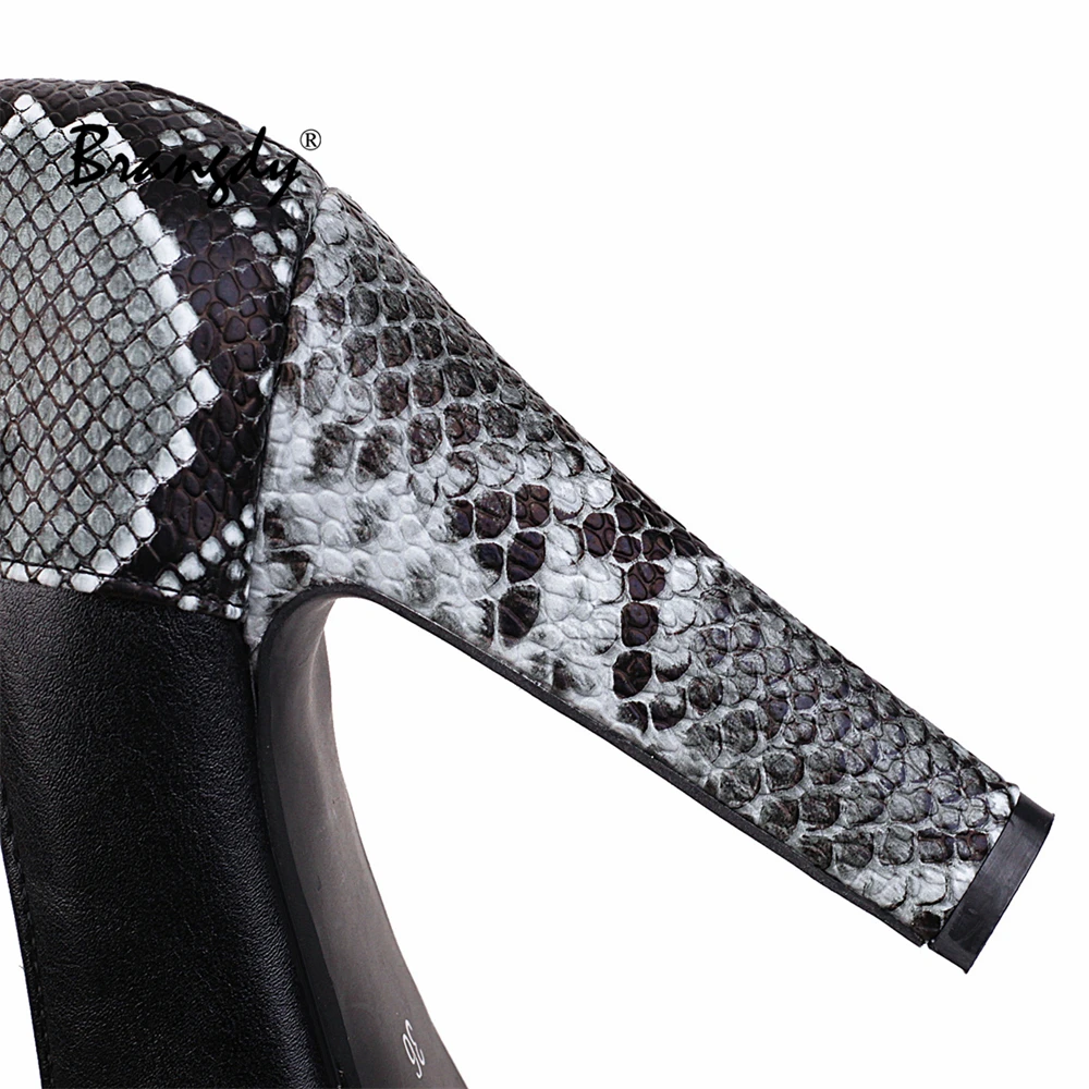 Brangdy Sexy Mary Janes New Women OL high heels Black PU Women Pumps Female Platform Winter Thick with Autumn Round Single Shoes