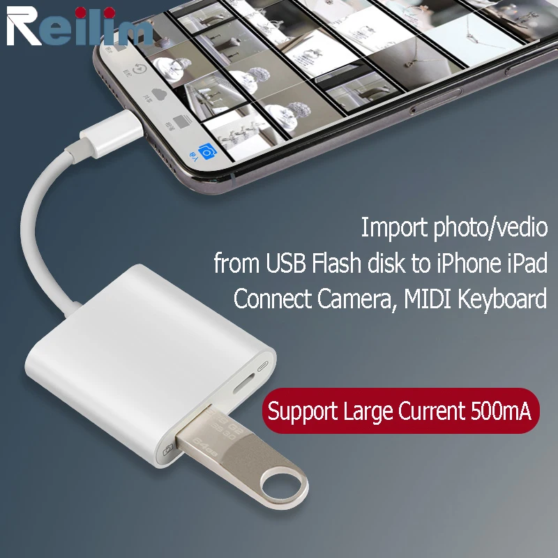 OTG USB адаптер для камеры для lightning ios 13 пианино MIDI клавиатура разъем с зарядным портом для iphone iPad