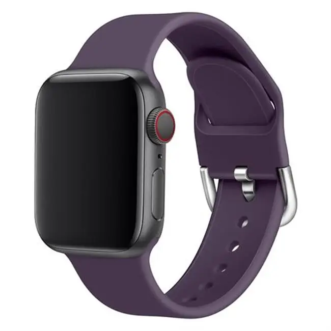 purple Силиконовый ремешок для наручных часов apple watch группа 44 мм 40 мм apple watch 5 4 ремешок 42 мм, 38 мм, версия наручных часов iwatch серии 5/4/3/2, correa, браслет - Цвет ремешка: purple