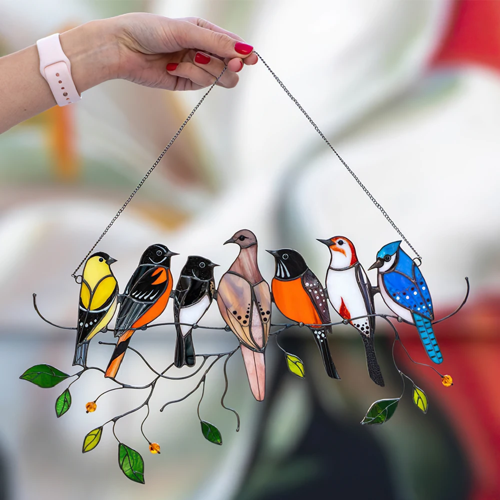

Hot Sale Multicolor Birds Ornaments Alloy Hanging Spring Birds Window Pendant For Room Decoration Kids Gift Dropshipping