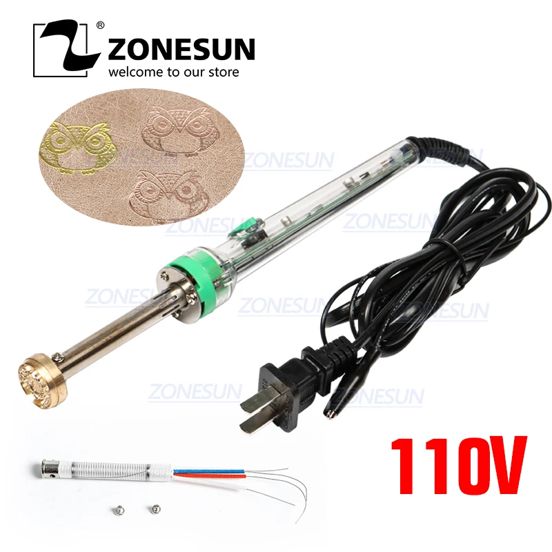 ZONESUN 220 В/60 Вт ручной брендовый аппарат для горячего тиснения и охлаждения кожи, тисненый логотип на заказ, торговая марка со стоимостью доставки