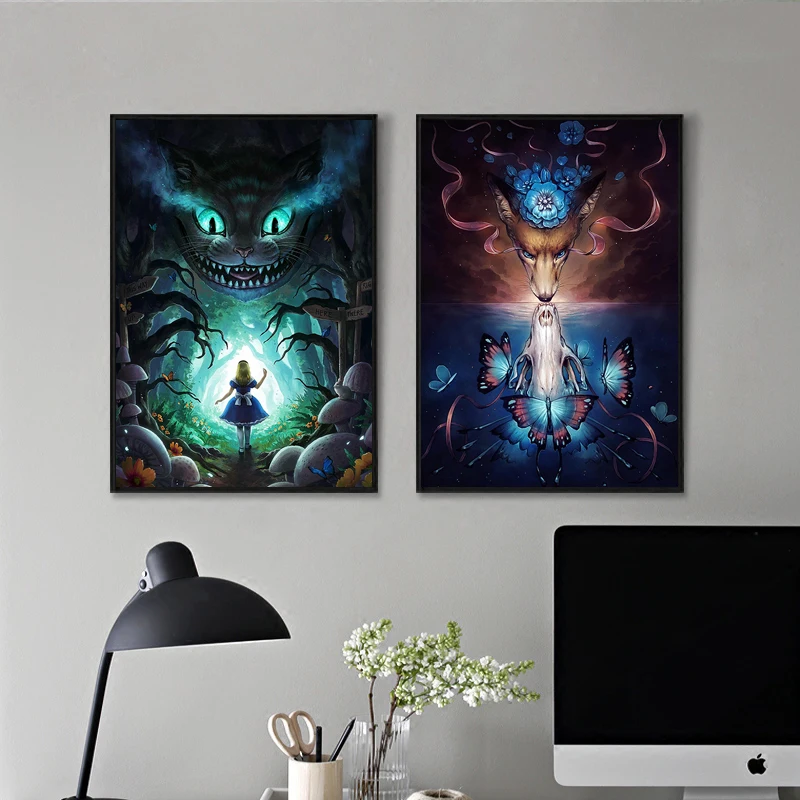 Картина на холсте Абстрактная ручная роспись красивый лес олень настенные