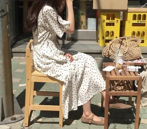 Women Summer Polka Dot Slim Waist Bandage Long Dress robe femme Vestidos with Belt Sundress Robe Longue Femme ZomerJurk LJ132 | Женская
