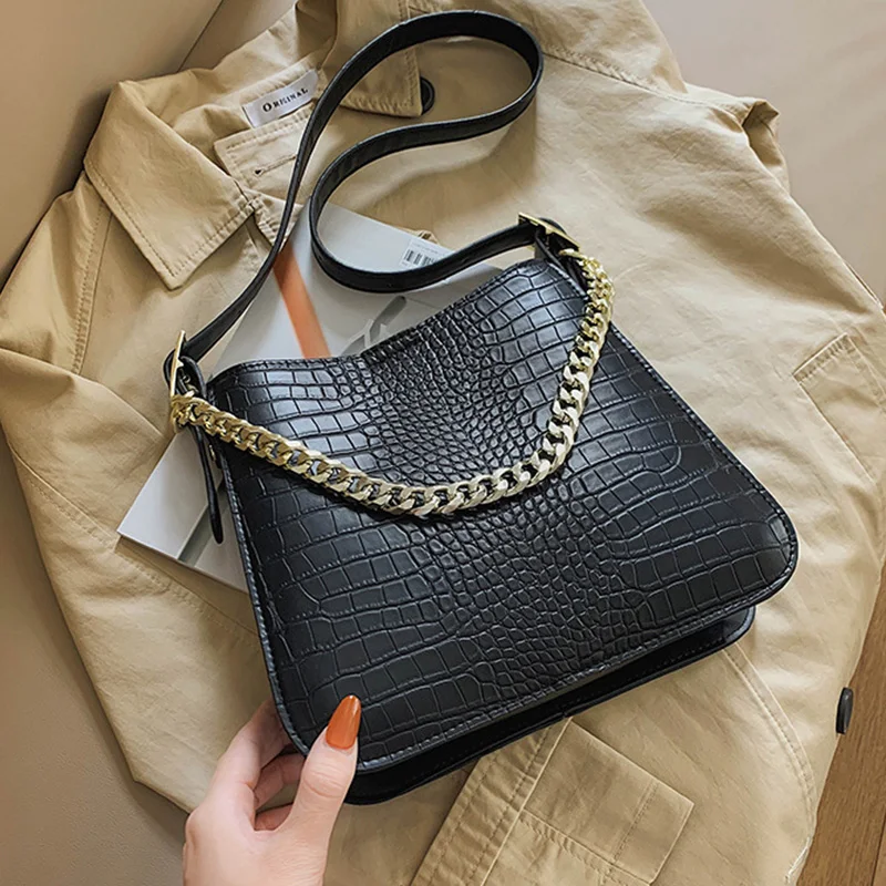 

Crocodile Crossbody Bag For Women Shoulder Bag Luxury Brand Designer Women Bags Fashion Snakeskin Leather Bag Bucket Bag Handbag