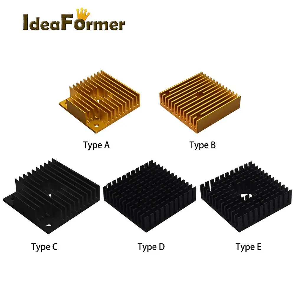 

1PC 3D printer MK7 MK8 Aluminum Heat Sink Fit 40mm cooling fan with Golden/Black Color 40x40x11mm Radiator fins
