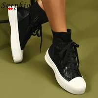 female motorcycle boots comfy causal lace up women sneakers ankle boots fashion brand design womens shoes canvas flats new