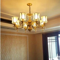 european chandelier crystal lamp all copper lamp simple modern living room lamp american restaurant bedroom lamp