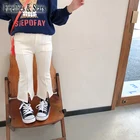 Демисезонные расклешенные брюки для девочек, детские брюки, детские брюки, новые модные бежевые, черные, с низким вырезом и разрезом для детей от 2 до 9 лет