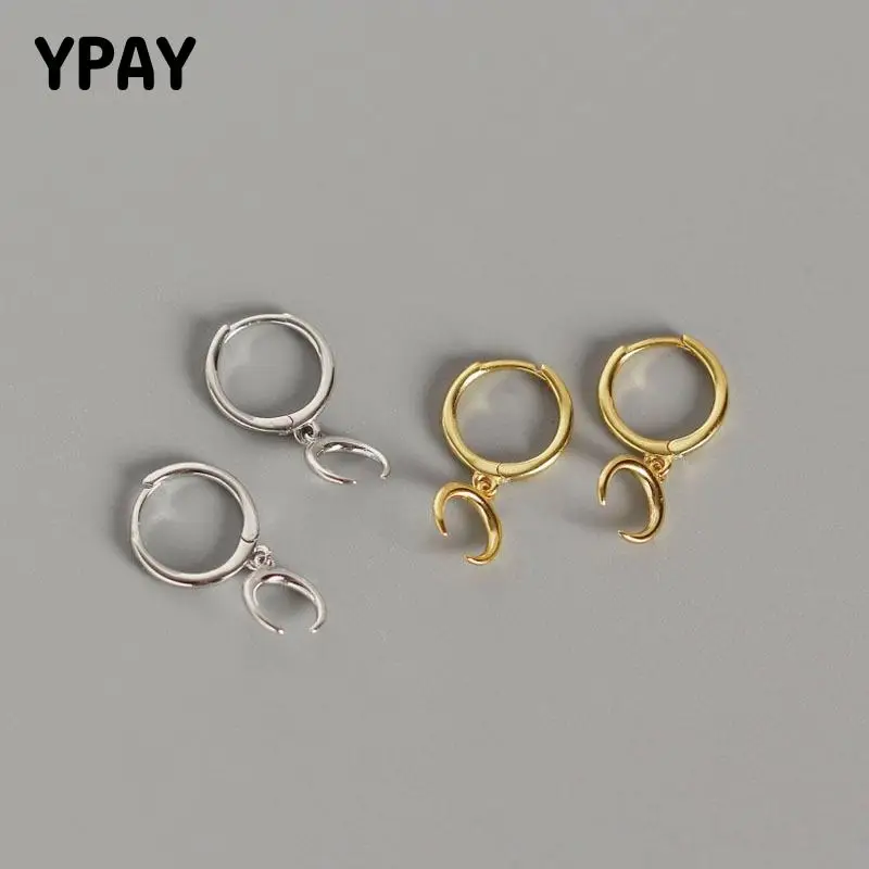 Серьги-кольца YPAY женские из серебра 100% пробы с подвеской в виде Луны | Украшения и