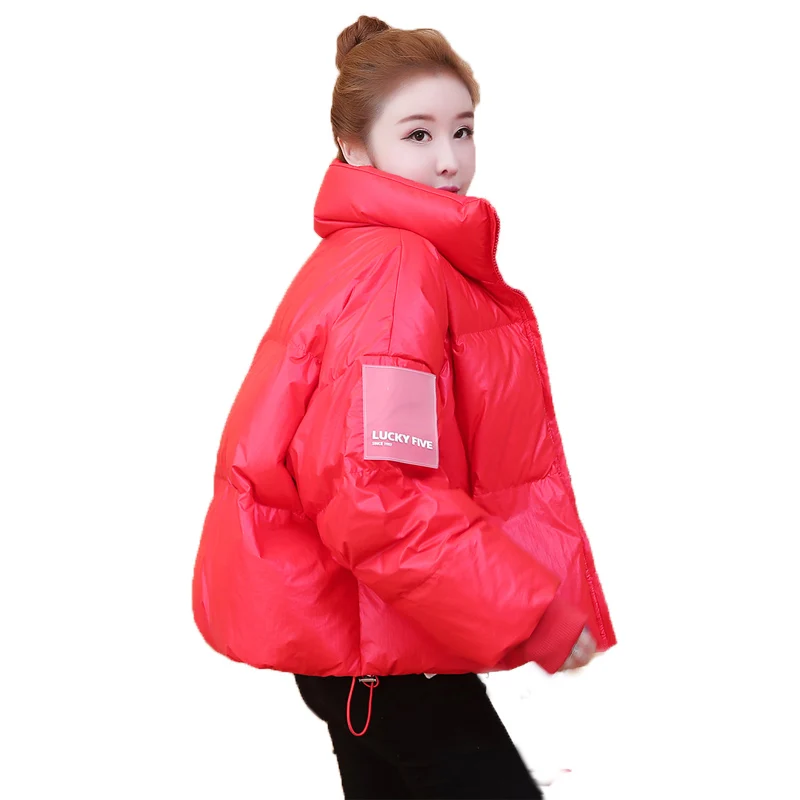 

Glossy down Jacket Women's Short Slim-Fitting New Korean Style Winter Clothes Coat European and American Loose Bread Coat Parka