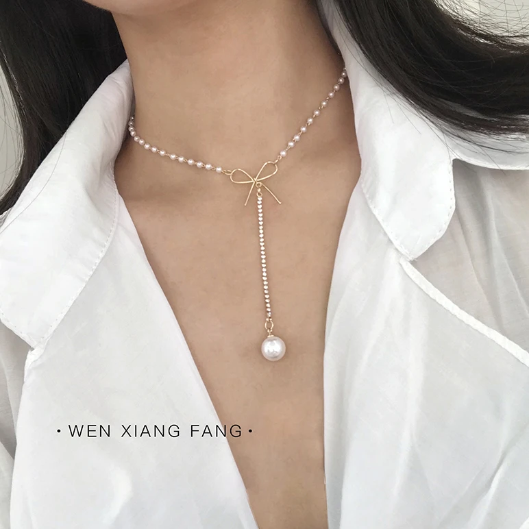 Ожерелье из жемчуга высокого качества чокер интернет знаменитости женское