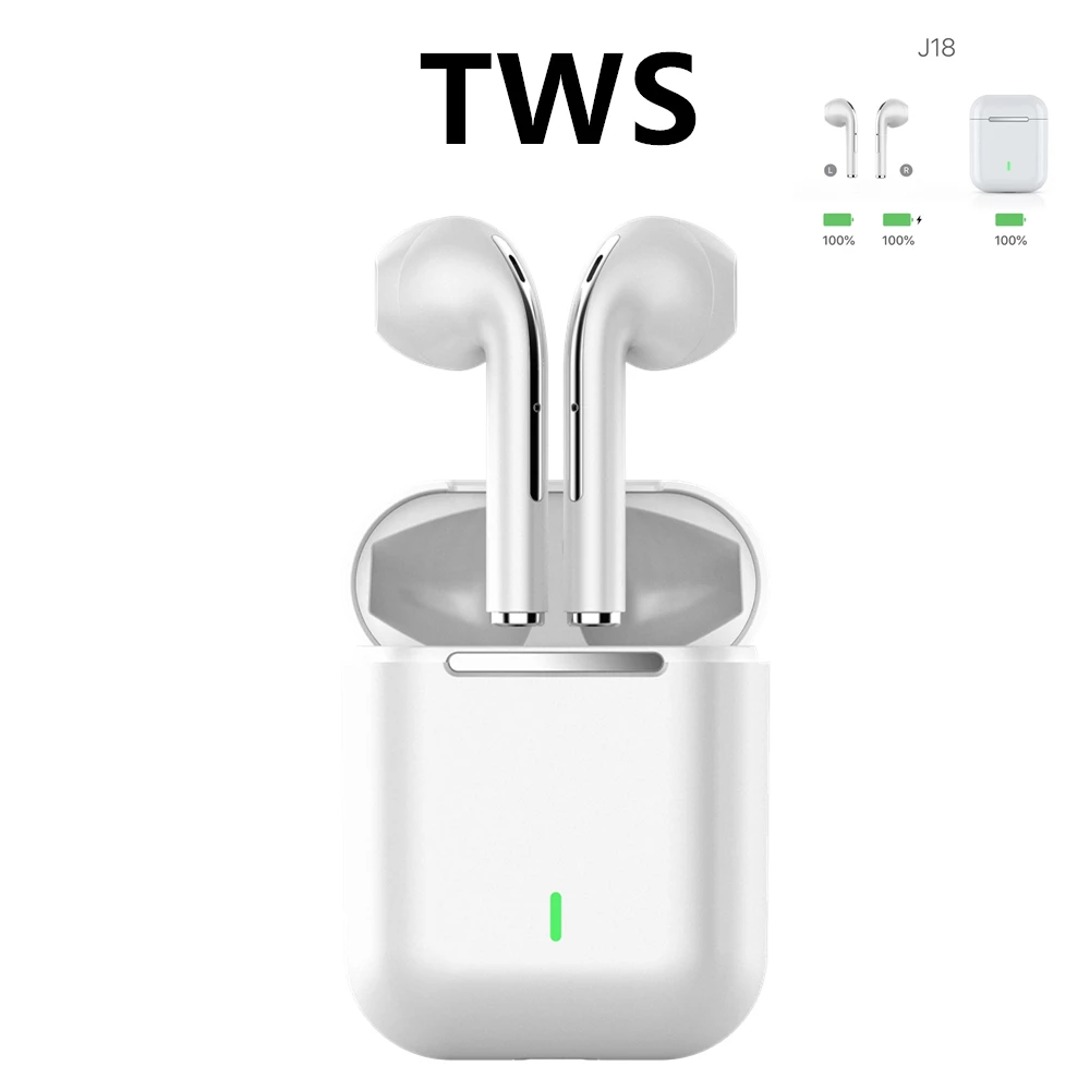 Беспроводные наушники j18 tws с микрофоном bluetooth-наушники стерео наушники-вкладыши