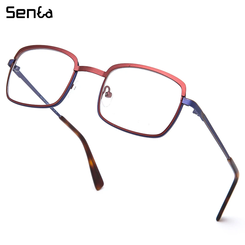 

vintage Rectangular metal optical prescription glasses frame men customized diopter myopia decorative glasses fashion woman red