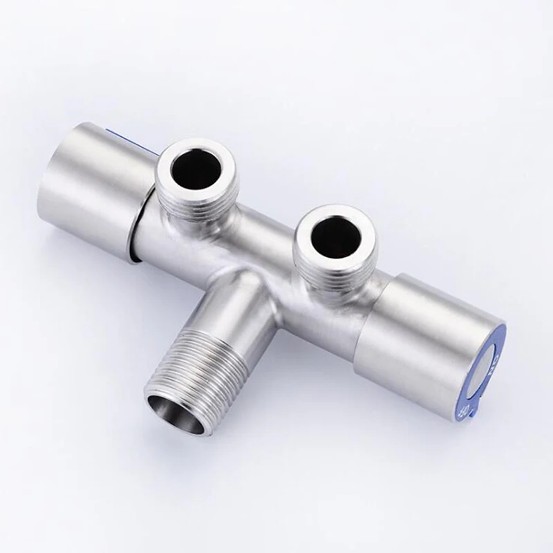 Stainless Steel One Into Two Three-way Angle Valve Double Handle Control Single Cold Multi-function Faucet | Обустройство дома