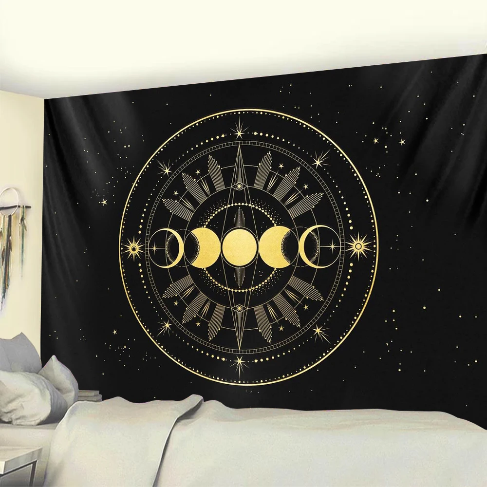 

Sun Moon psychedelic scene witchcraft home art decorative tapestry Hippie Bohemian decorative Mandala yoga mat sofa blanket