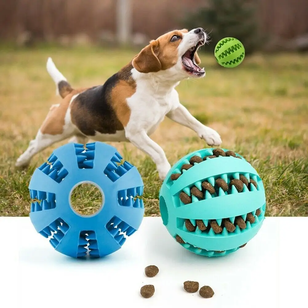 Мяч для жевания домашних животных, Интерактивная эластичная игрушка, Жевательные Зубы для собак, устойчивая к укусам, кормушка для еды, рези...