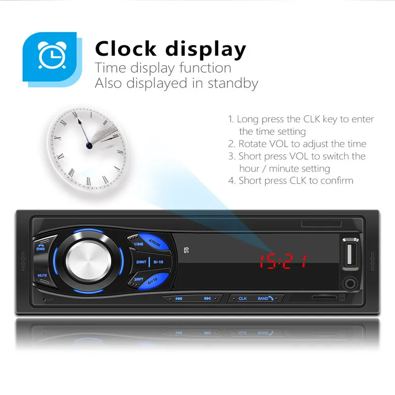Autoradio Car Radio Stereo Bluetooth FM Aux Input Wireless Audio Receiver TF USB 12V In-dash 1 din MP3 Multimedia Player | Автомобили и