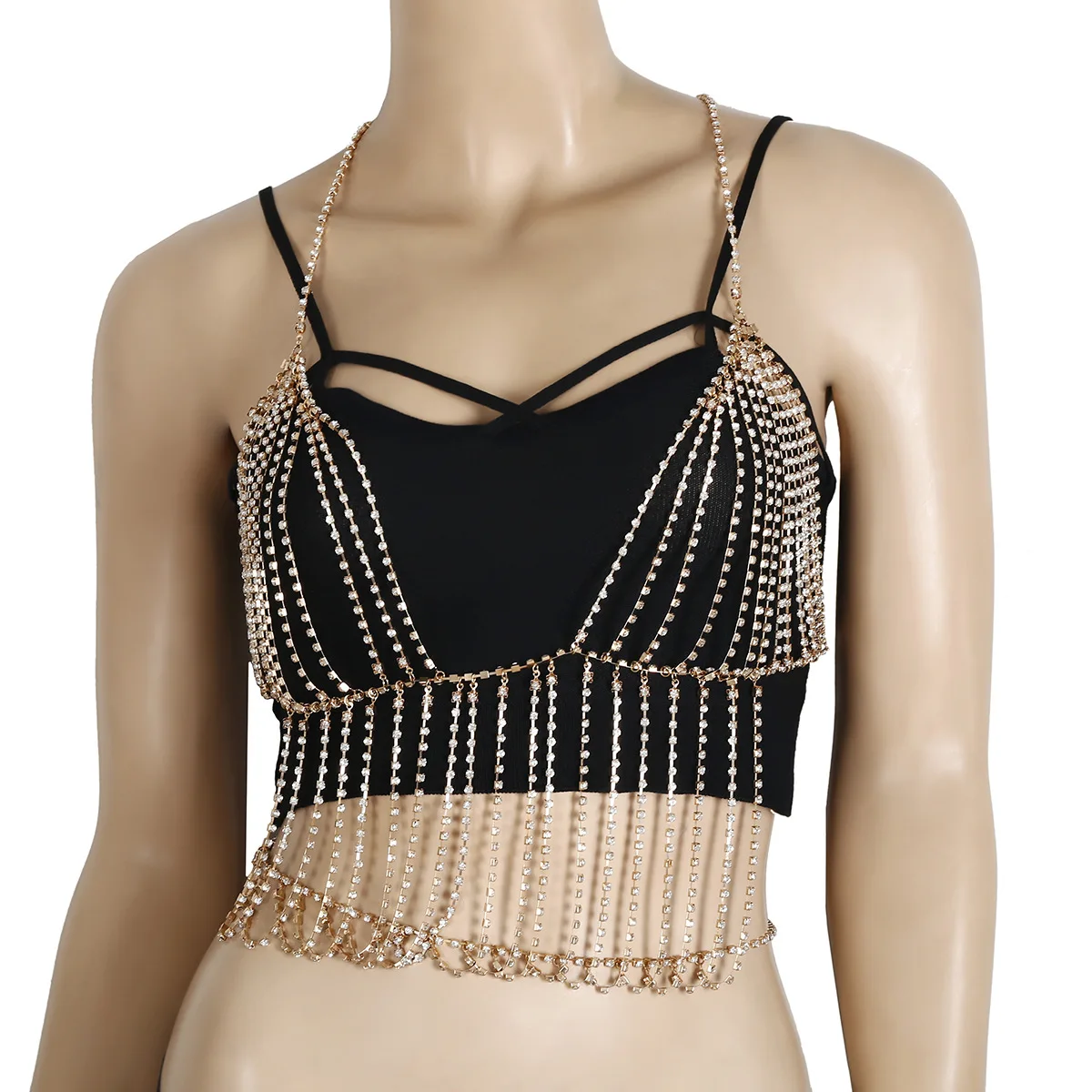 

Luxury Bikini Body Chain Harness for Women Sexy Lingerie Chain Bling Rhinestone Bra and Thong Set Jewelry