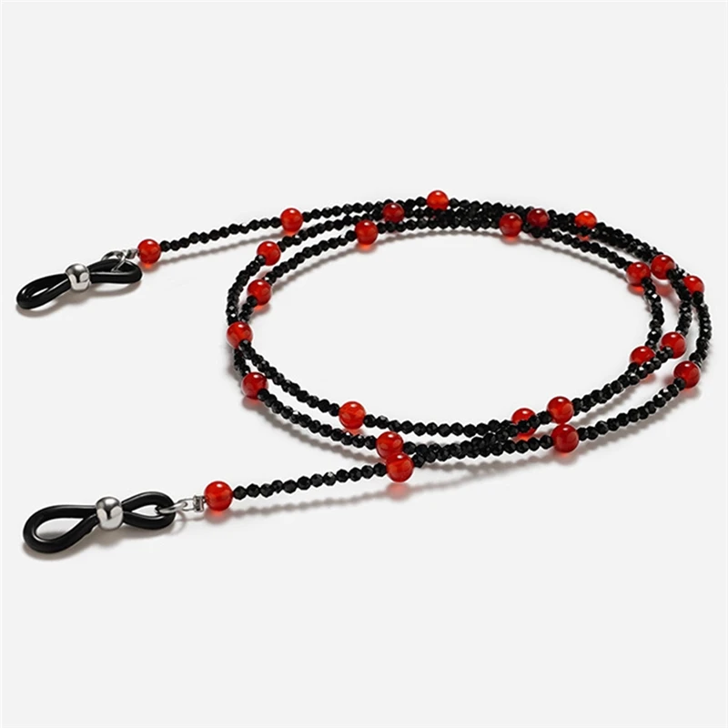 

Pinksee 70cm Retro Fashion Handmade Green Black Glass Beads Chains Anti-slip Eyewear Cord Unisex Anti-Lost Sunglasses Necklace