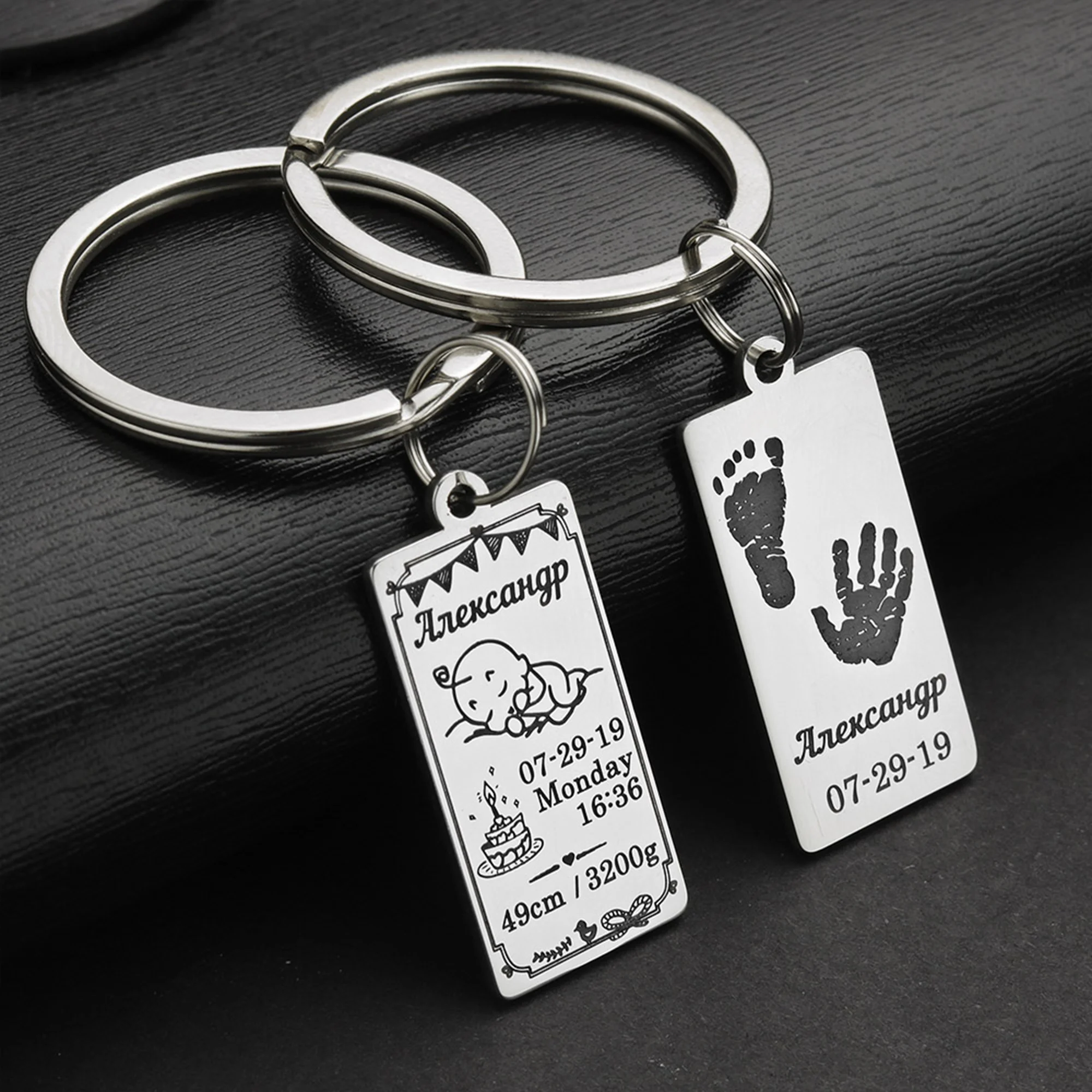 

Customized New Born Baby Name Birth Date Time Weight Height Keychain Memory Souvenir Gift For Mom Dad Personalized Keyring Charm