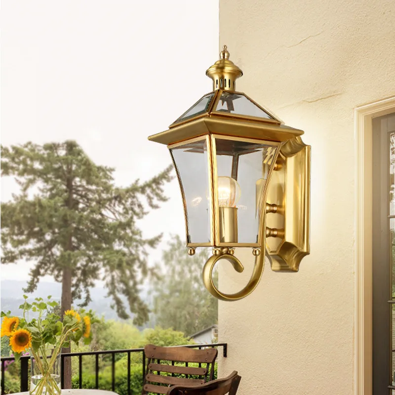 Европейский латунь золотой настенный светильник на открытом воздухе