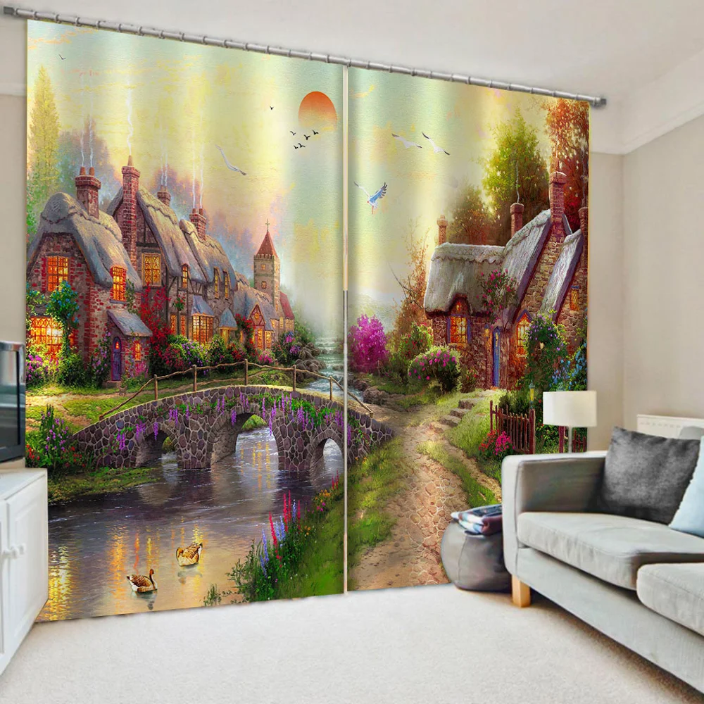 

3D Curtains Living Room Bedroom Drapes Cortinas Customized size nature scenery paiting curtains modern living room curtains