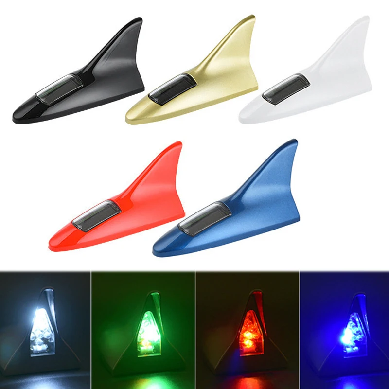 LED Light Car Radio Shark Fin Antenna FM Signal Design Protective Aerials Styling Decoration Sticker Base | Автомобили и