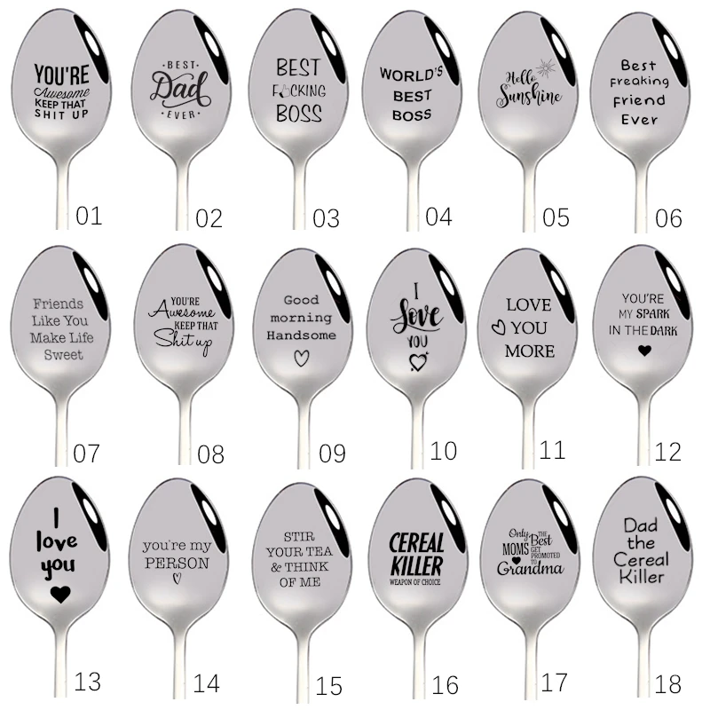 Креативная кофейная ложка из нержавеющей стали индивидуальная надпись