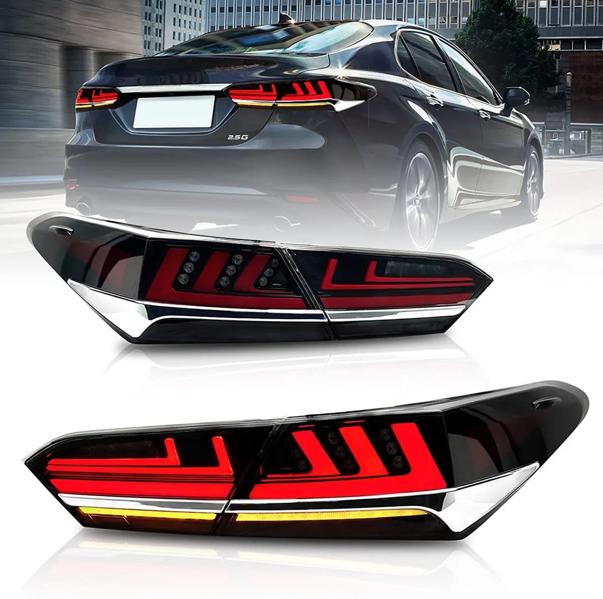 

Светодиодный ные задние фонари для Toyota Camry 2018 2019 2021, задние фонари для запуска анимации с фотоэлементами