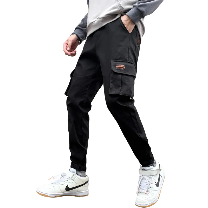 

loose cotton beam foot trousers the spring and autumn period and the new men's number nine minutes of pants pocket