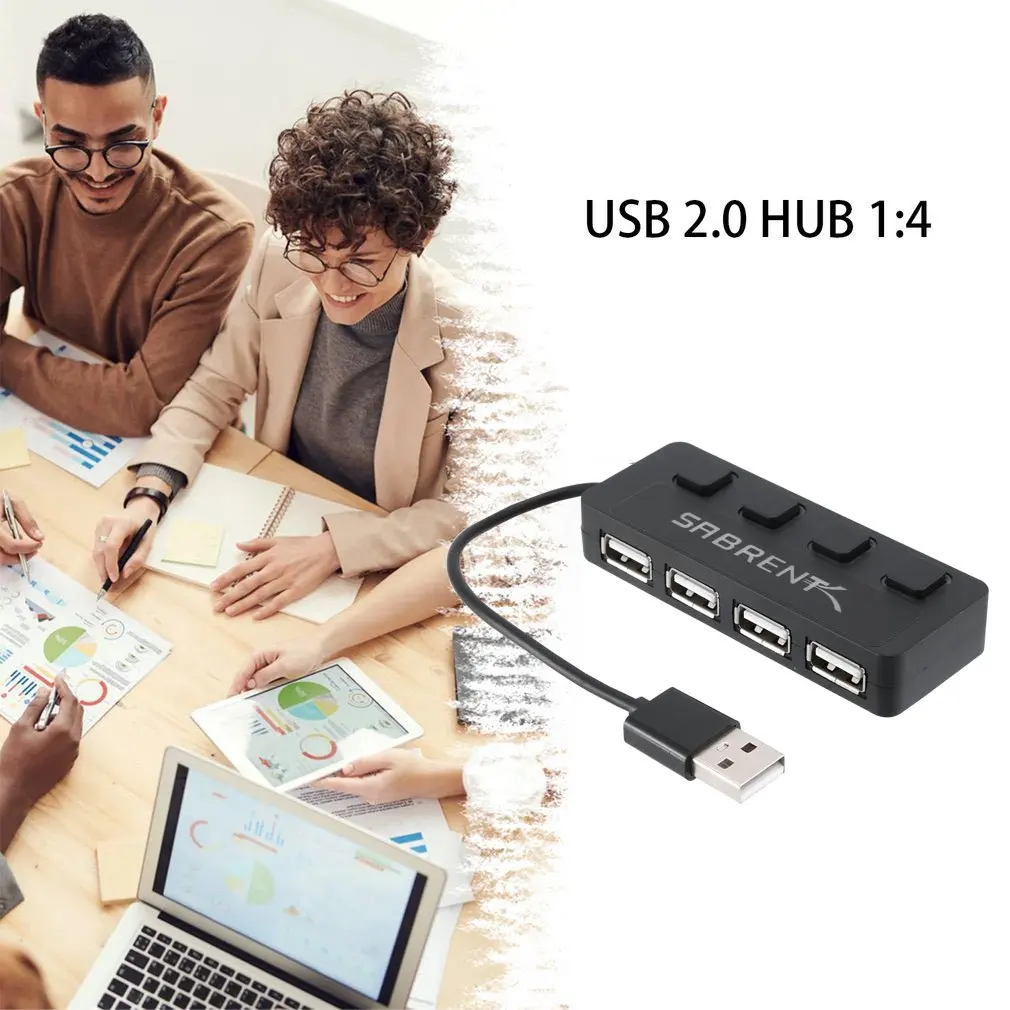 

4 Ports USB Hub 2.0 High Speed 480Mbps Hub USB On Off Switch USB Splitter Adapter For PC Laptop Computer Notebook