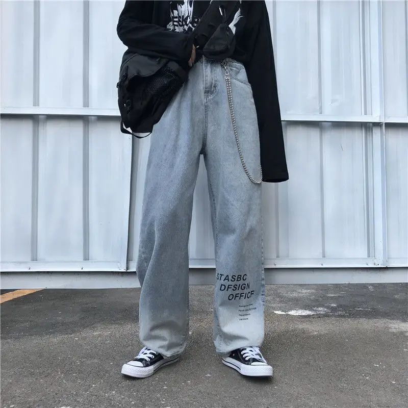 

Spring and autumn new large women's high waist drop jeans women's loose fat mm thin straight tube daddy wide leg pants