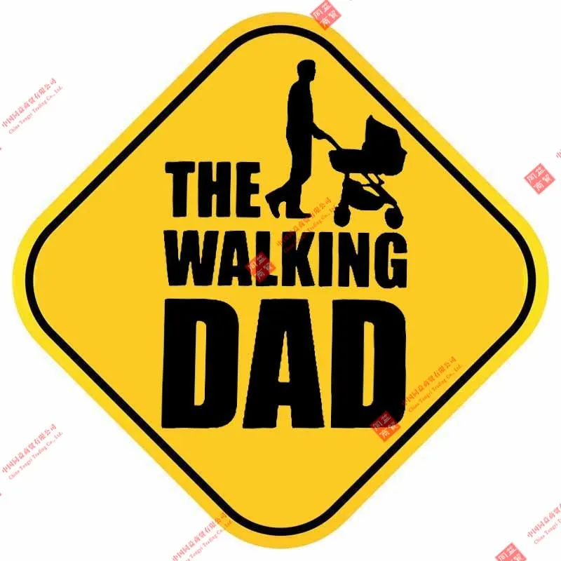 

Interesting THE WALKING DAD BABY ON BOARD Decal Cute Racing Helmet Car Sticker PVC