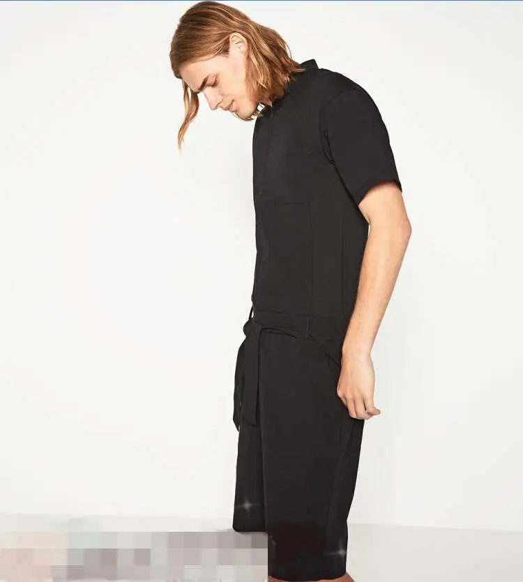

Men Rompers One Piece Overalls Cotton Runway Designer Jumpsuit Playsuits Sleeve Summer Casual Male Short Sets