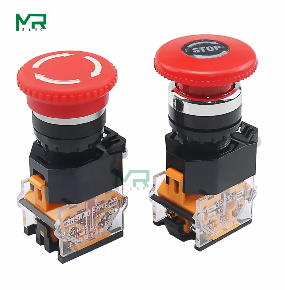 LA38-11ZS 22 мм переключатель аварийной остановки шампиньон гриб head self-фиксирующая Кнопка стоп аварийного отключения электропитания единый 1NO 1NO / 2NC
