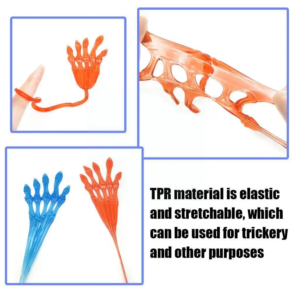 

Soft Rubber Hand Bone Vent Sticky Hand Toy Elastic Stretch Halloween Tricky Toys For Kids Random Color Q2c9