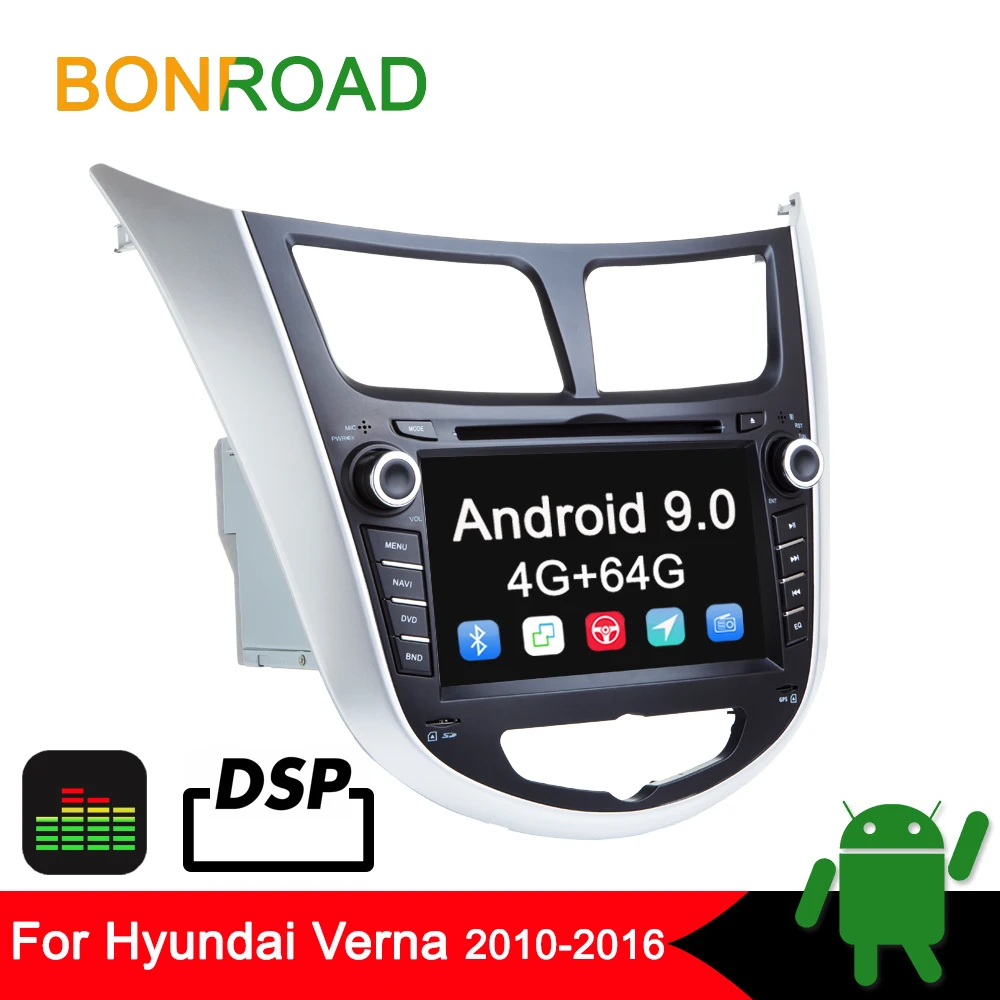 Bonroad Android 8,1 Автомобильный мультимедийный плеер Автомобильный DVD для Hyundai Solaris Verna Accent 2010- Автомобильный gps Радио Видео навигация