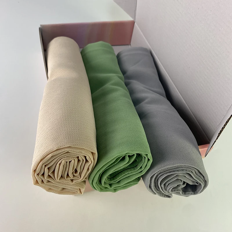 

3 шт./Подарочная коробка, гофрированный хиджаб, однотонный шарф, исламский головной платок, шаль, женские мусульманские шарфы, платок, Подаро...