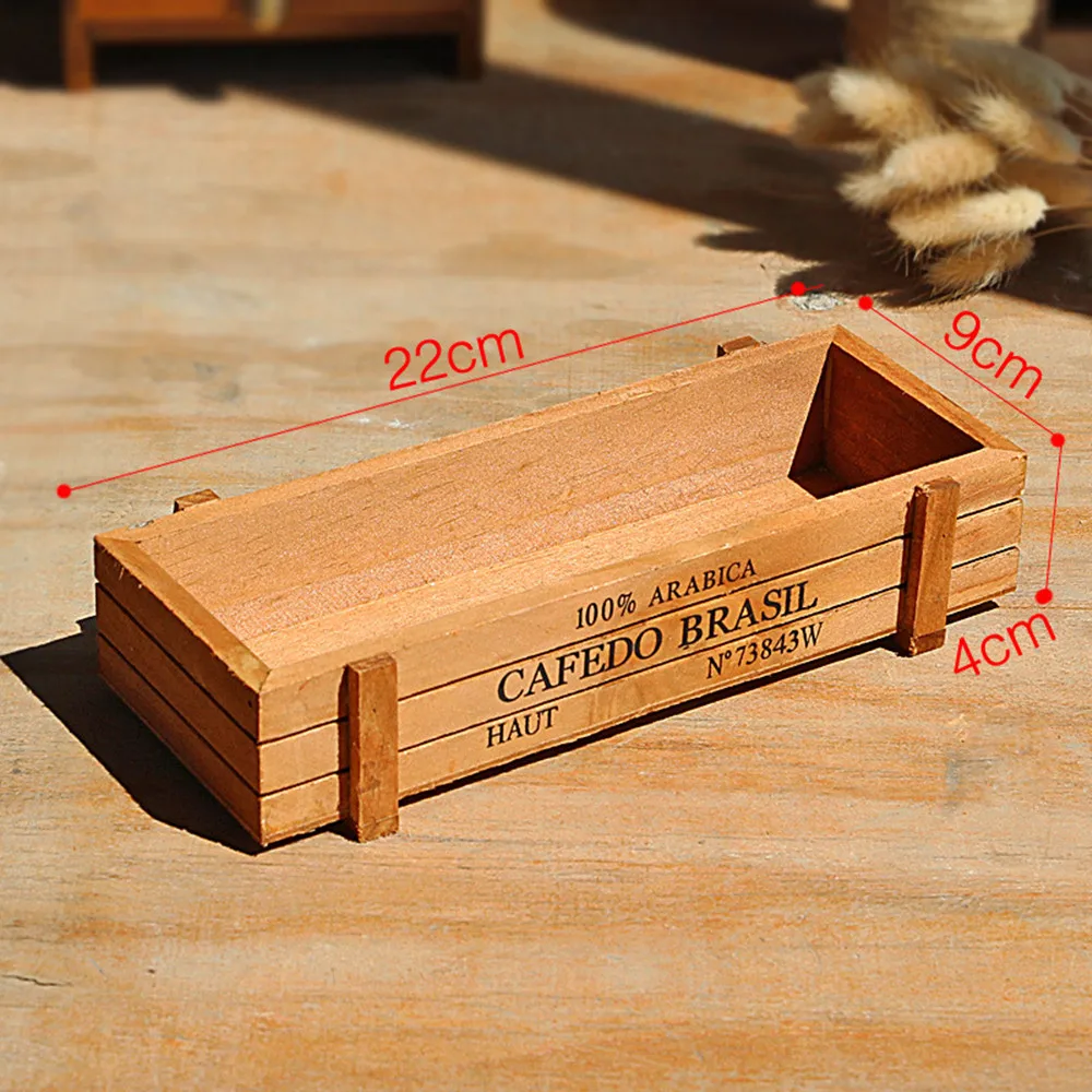 

Vintage Wood Table Sundries Container Make Up Organizer Jewelry Holder Wooden Desktop Storage Box Home Decoration