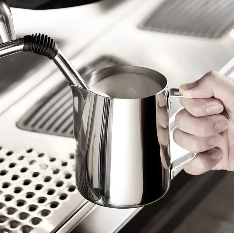 

New Stainless Steel Frothing Coffee Pitcher Pull Flower Cup Cappuccino Milk Pot Espresso Latte Art Milk Frother Frothing Jug
