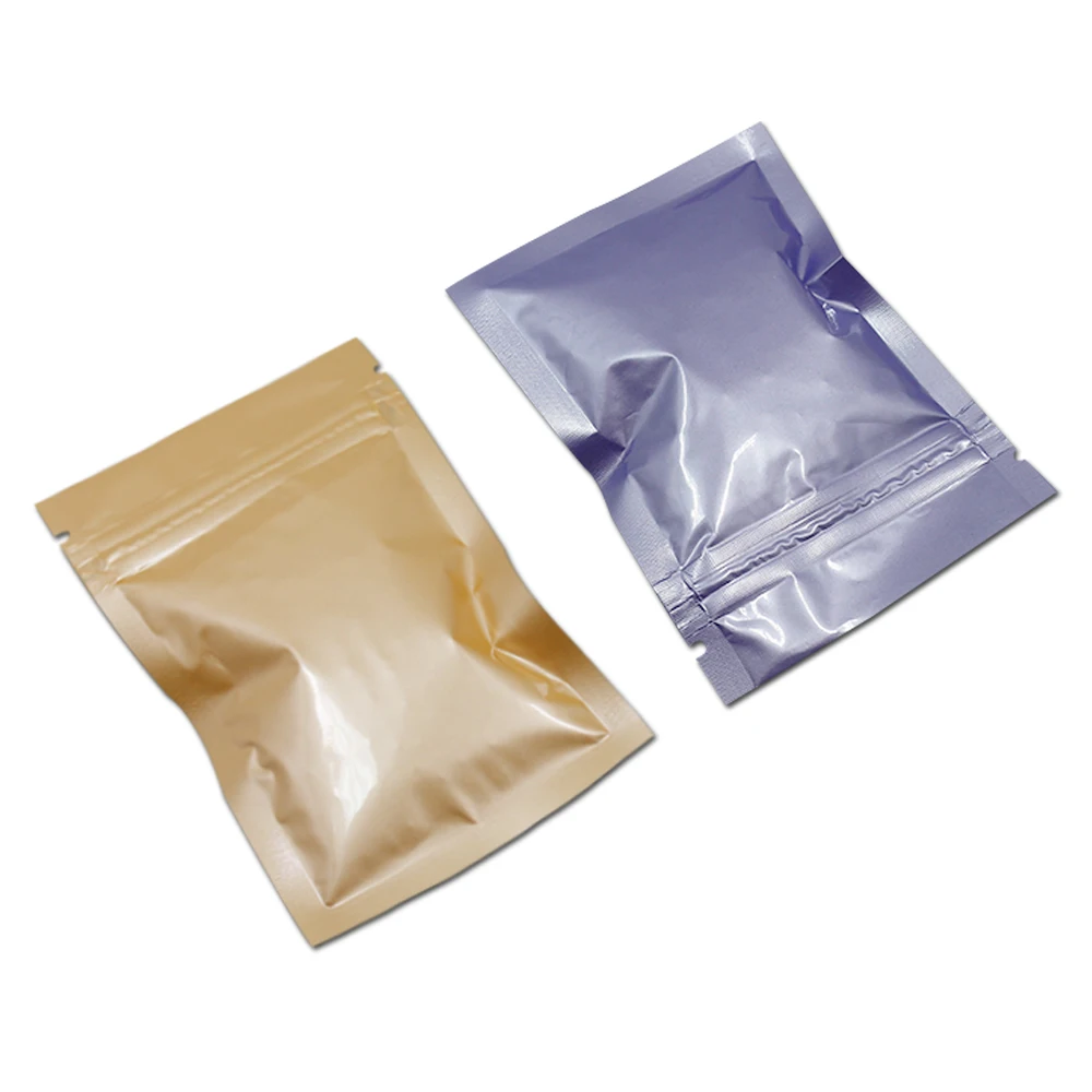 100 шт./лот Глянцевая фиолетовая Оранжевая Сумка из алюминиевой фольги с