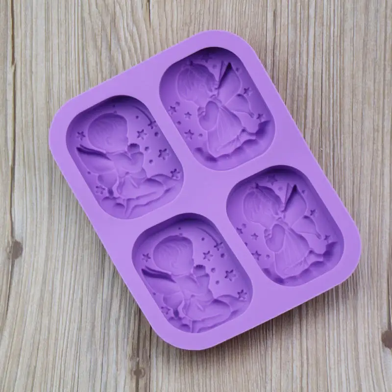 

4 Grid Angel Doll Soap Cake Mold Silicone Mold DIY Candle Making Supplies Silicon Mould 3d Silicone Mold for Candle Making
