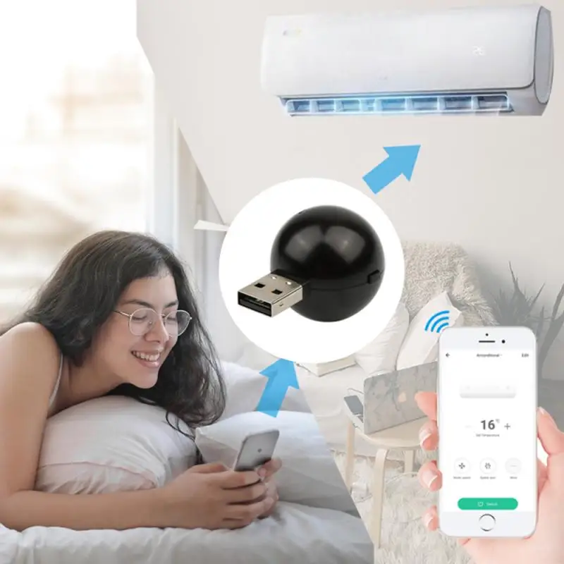 

Tuya WiFi IR Remote Control For Air Conditioner USB Port Smart Life APP Remote Control IR Remote Control Temperature Sensor 2021