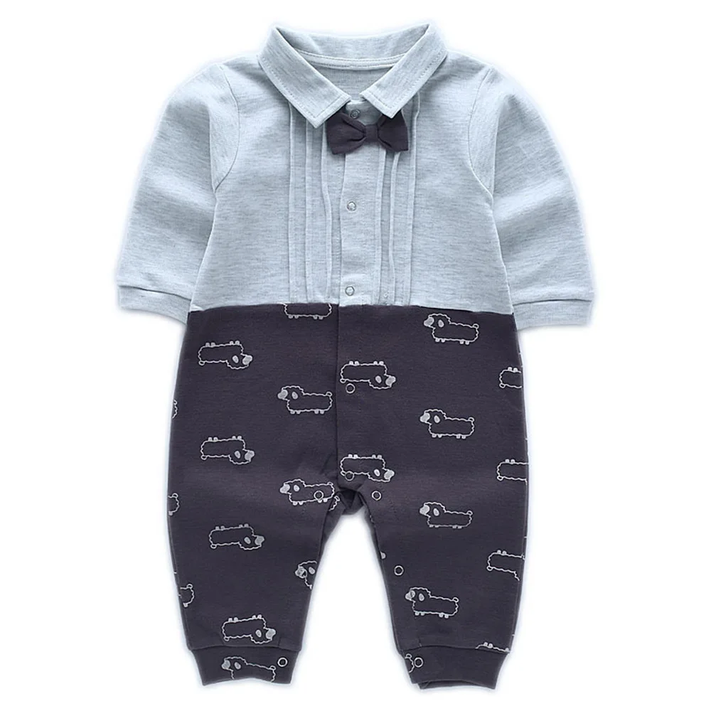 

Spring New Baby Formal Outerwear Lapel Long-Sleeved Bow Tie Baby Suit Toddler Onesies Baby Romper